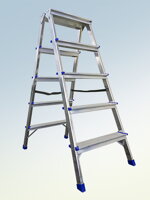 Hliníkové HOBBY štafle, dvojstranný rebrík so širokými stupňami