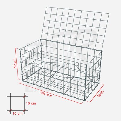 Gabiónový kôš 100 x 50 x 50 cm 
