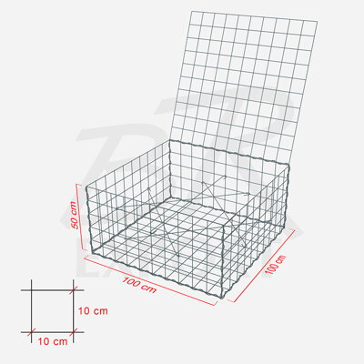 Gabiónový kôš 100 x 100 x 50 cm 