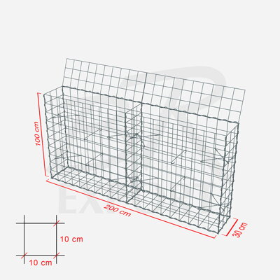 Gabiónový kôš 200 x 30 x 100 cm 