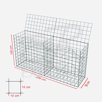 Gabiónový kôš 200 x 50 x 100 cm 