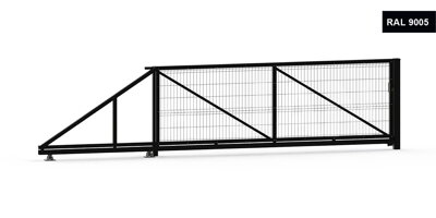 Posuvná brána s 3D výplňou, pozinkovaná, výška 100 cm, čierna