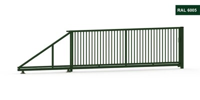 Posuvná brána s profilovou výplňou, výška 200 cm, pozinkovaná, zelená