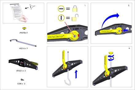Rhino SafeClamp® - systém uchytenia rebríka k strešnému nosiču auta