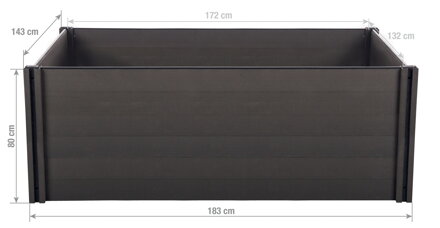 Vyvýšený záhon G21 Crop 183 x 143 x 80, WPC, Eben