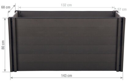 Vyvýšený záhon G21 Crop 143 x 68 x 80, WPC, Eben