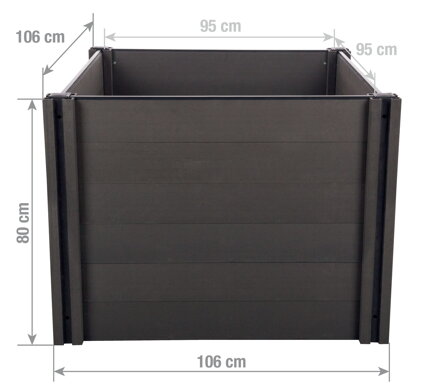 Vyvýšený záhon G21 Crop 106 x 106 x 80, WPC, Eben